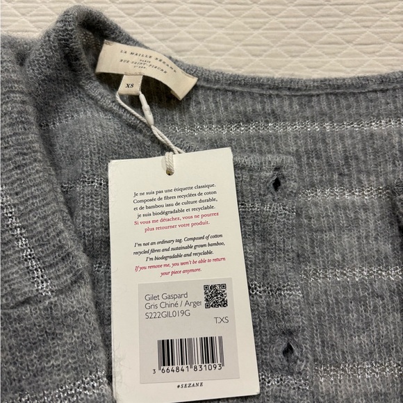 Sezane Gaspard Cardigan Mottled Grey / Silver - Size XS - Picture 2 of 4